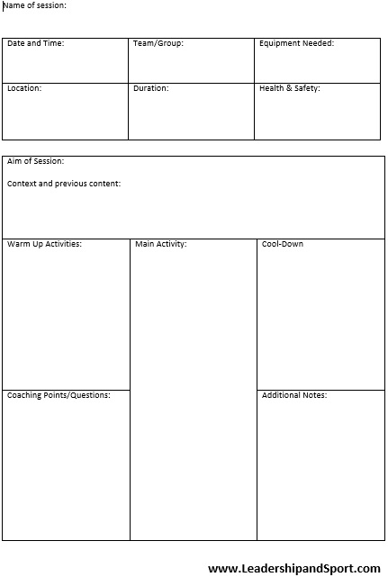 Free Sports Session Planning Template