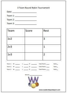 3 Team Round Robin Tournament Template planner free download